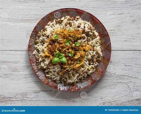 Mujadarra - Arabian Dish With Rice And Lentils. Stock Image ...