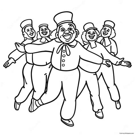 Cheerful Oompa Loompa Dancing Coloring Page (38404-30368)