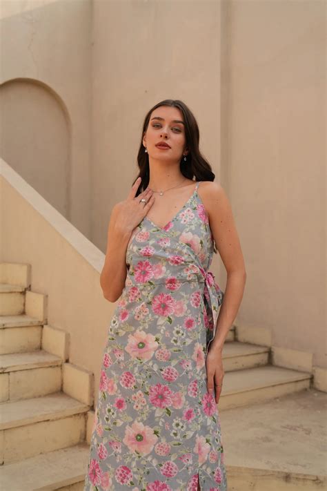 Fern Bloom Wrap Dress Shop Elegant Floral Wrap Style