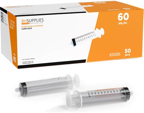 Amazon.com: BH Supplies 60ml Luer Lock Tip Syringes (No Needle ...