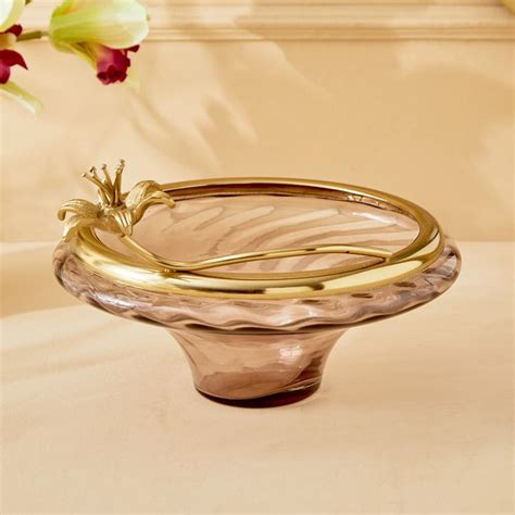 Buy Moksha Kentan Glass and Metal Floral Decorative Bowl from Home ...