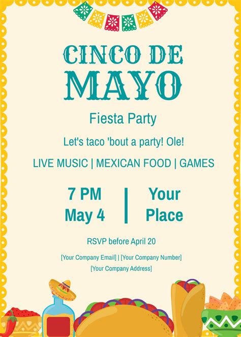 Cinco De Mayo Fiesta Party Invitation Template - Edit Online & Download ...