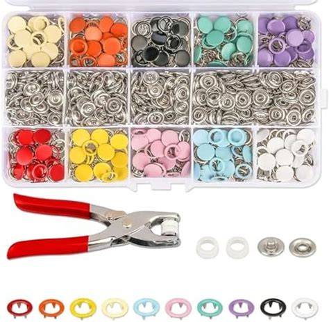 COFIEX Premium Snap Buttons Kit – 100 Sets 9.5mm Metal Fasteners in 10 ...