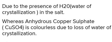 How do you convert the blue colour of Cuso4 5H2o into White - Brainly.in