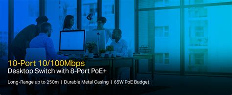 Mercusys MS110P 10-Port 10/100Mbps Desktop Switch with 8-Port PoE+ ...