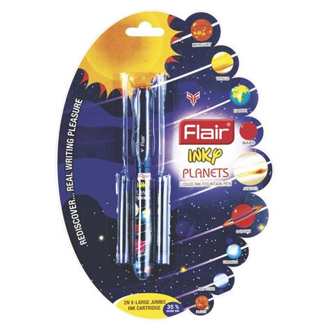 Flair Inky Series Planets Liquid Ink Fountain Pen Blister Pack - Blue ...