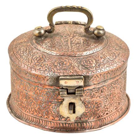 Indian Paan Daan Betel Leaf Storage Copper Container Box