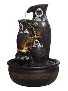 ARTINEST Polyresin Vase Brown Four Step Indoor Table Top Water Fountain ...