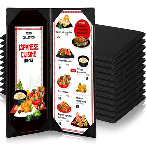 Buy 12 Pieces Black Menu Covers PVC Waterproof Restaurant Cafe Bar Fold ...