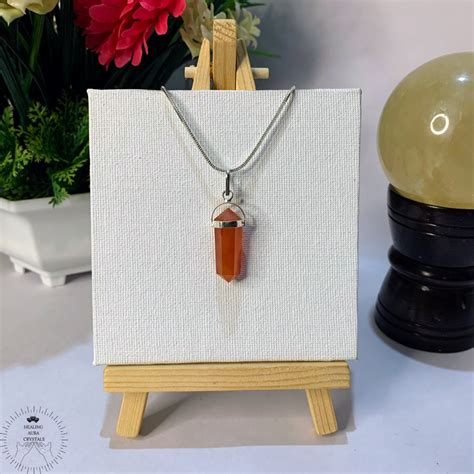 Carnelian Double Terminated Pencil Pendant – Healing Aura Crystals