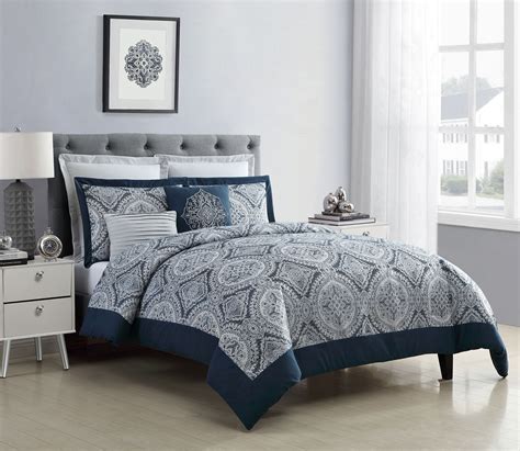 VCNY Home Yorkshire Jacquard Navy Medallion Comforter Set, King, Blue ...