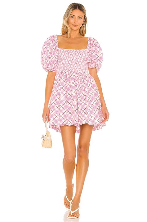 SWF Puff Sleeve Mini Dress in Pink and Red | REVOLVE