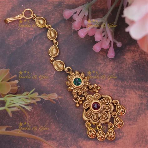 Exquisite floral stone maang tikka