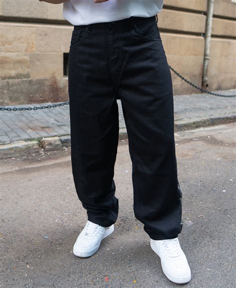 Black Contrast Detail Baggy Jeans – Powerlook