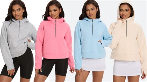 Xidunhg Women's Hoodies Half Zip Long Sleeve Fleece Lined Crop Pullover ...