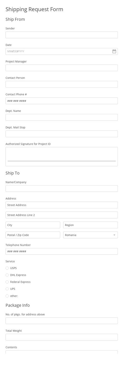 Image result for Shipping Request Form