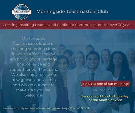 Morningside Toastmasters Meeting: (In-Person) July 11th, Morningside ...