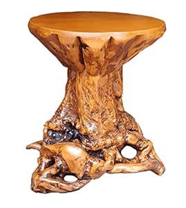 Rustic Azalea Tree Stump End Table | Unique Wood Root Log Side Table ...