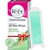 Veet Professional Waxing Strips Kit For Dry Skin, 20 Strips | Gel Wax ...