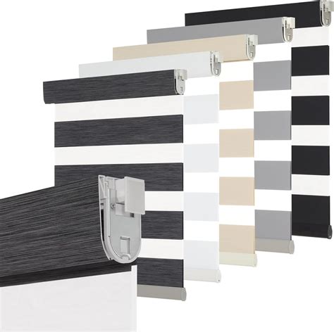 Persilux Stores zébrés sans perçage sans outil avec double couche d'intimité pour fenêtre de ...