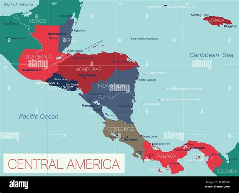 Central america map with countries