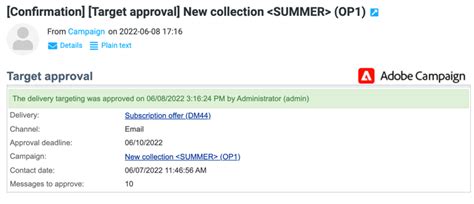 Set up and manage the approval process | Adobe Campaign