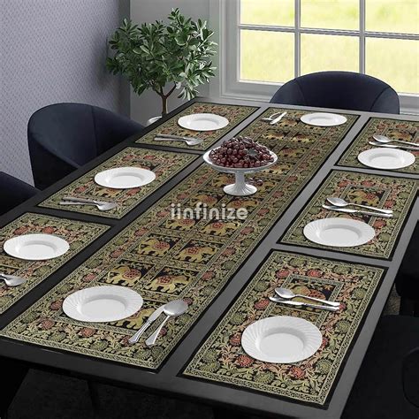 Buy iinfinize Table Runner with Placemats 6 Pcs Set Traditional ...