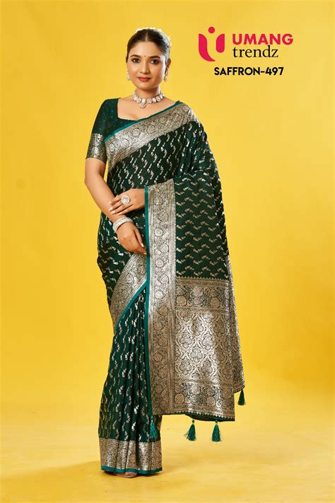 Umang Saffron 497 Satin Fancy Saree Collection