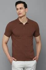 Buy Men Brown Solid Polo Neck T-shirt Online - 590384 | Louis Philippe