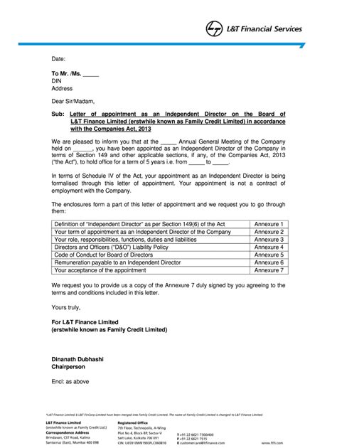 L T Offer Letter - Fill Online, Printable, Fillable, Blank | pdfFiller