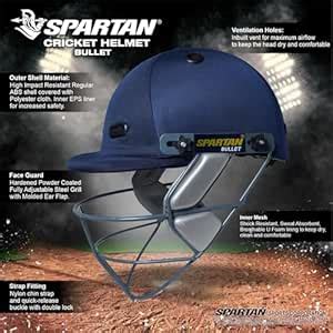 Buy Spartan Cricket Helmet Bullet, High Impact Resistant ABS Shell ...