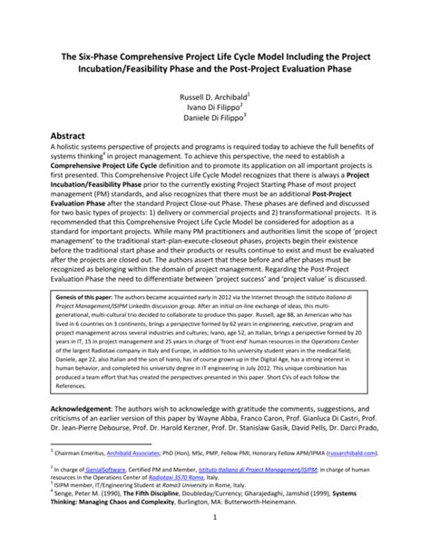 The Six Phase Comprehensive Project Life Cycle Model 的图像结果
