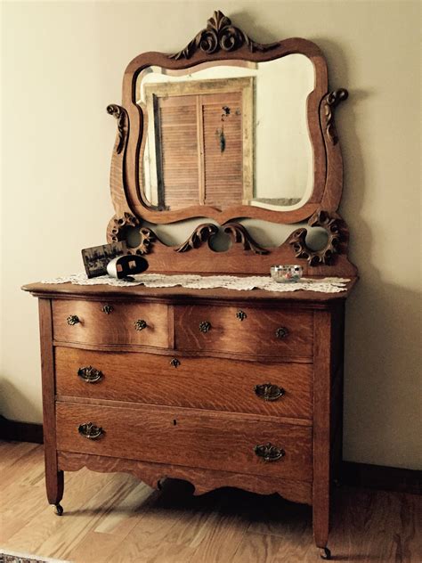 Antique oak dresser with mirror. | Antique oak furniture, Antique ...