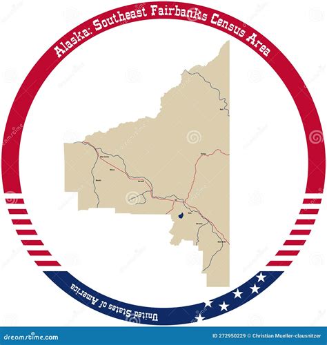 Map of Southeast Fairbanks Census Area in Alaska, USA. Stock Vector ...