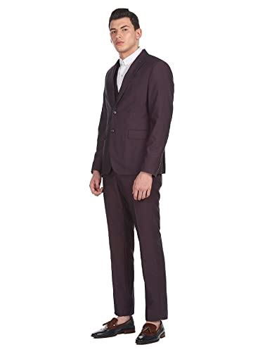 Buy Arrow Polyester Men Wine Reversible Waistcoat Three Piece Suit ...
