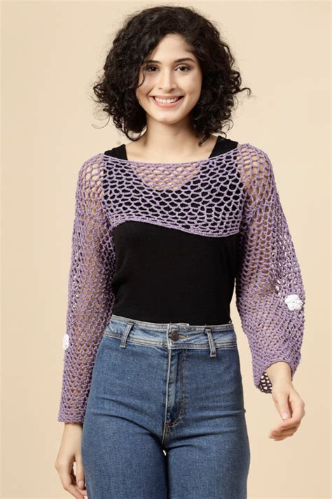 Ajoobaa "Crop" Crochet Pure Cotton Handmade Bolero- Lavender – Okhaistore