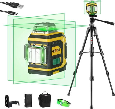 PREXISO 3 X 360° Laser Level with Tripod - Rechargeable Cross Line ...