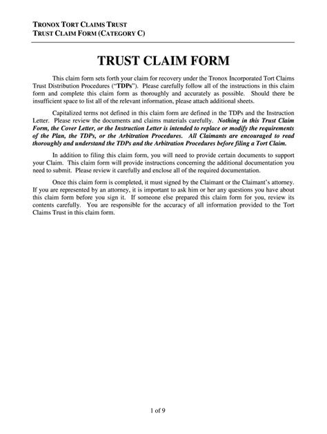 Tronox Tort Trust Trust Claim Form - Fill Online, Printable, Fillable ...