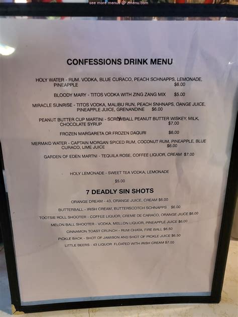 Menu at Confessions Tavern pub & bar, Nesquehoning, 239 W Catawissa St