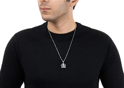 Seated Ganeshji Silver Pendant for Men | Orionz Jewels