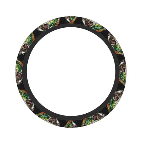 Daiia fishing bass Pattern Steering Wheel Cover Auto Steering Wheel Covers Breathable Anti-Slip ...