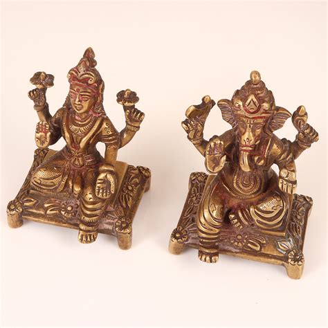 Buy Brass Ganesha Laxmi Statue online | IndianShelf