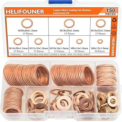 HELIFOUNER 150PCS Copper Metric Sealing Washers Assortment Kit India | Ubuy