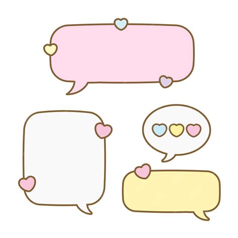 Premium Vector | Cartoon set of cute speech bubbles with heart in ...