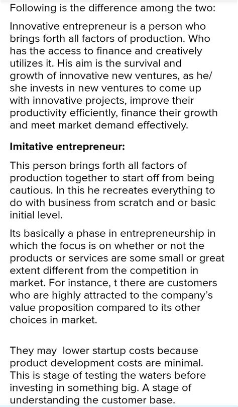 Difference between innovative and imitative entrepreneur - Brainly.in