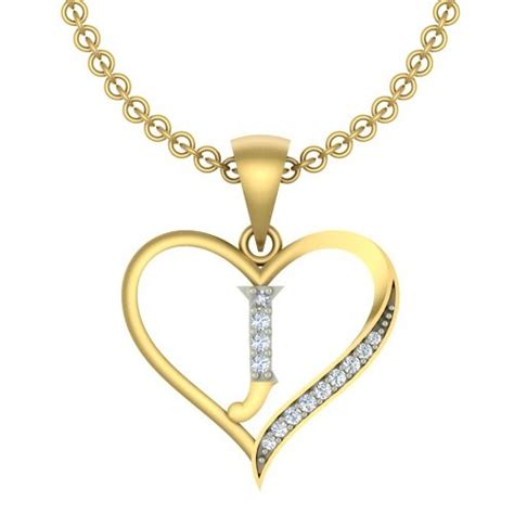 Buy Kanak Jewels Initial Letter "J" in Heart Shaped with Chain Gold ...