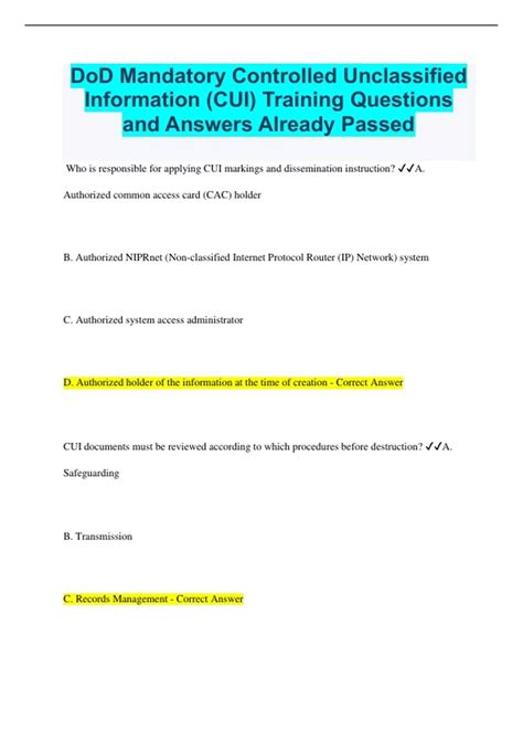 DoD Mandatory Controlled Unclassified Information (CUI) Training ...