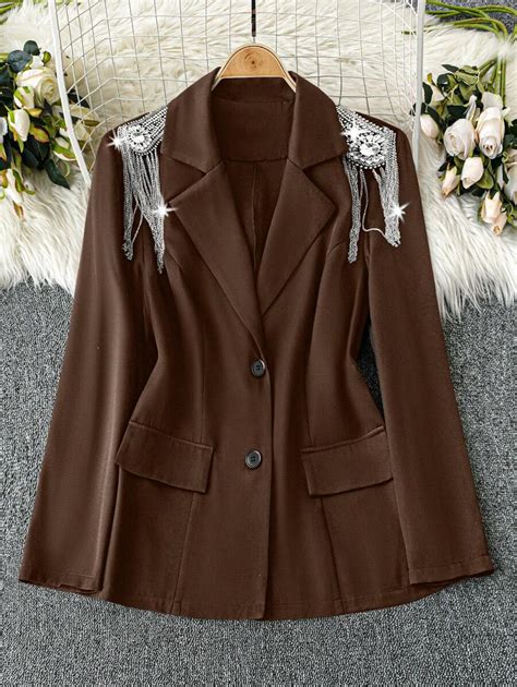 Celure Plus Size Fashionable Design Shoulder Epaulet Tassel Casual ...