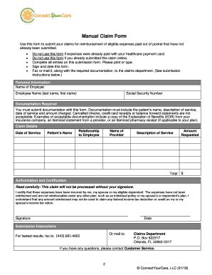Manual Claim Form - Blank Fillable Template | Fill Out, Print ...