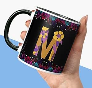 Buy NH10 DESIGNS Colorful Floral Alphabet Letter M Printed Coffee Mug ...
